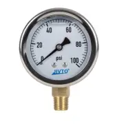 Pressure Gauge,Glycerin Filled,2-1/2",0-100 psi ( single scale) ,1/4 NPT lower