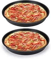 Diakey 2 Pack Pizza Pan for Oven, Deep Dish Pizza Tray, Non-Stick Carbon Steel, Round Baking Sheet Plates, 10 Inch