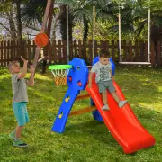 Costway2 Step Children Folding Slide with Basketball Hoop