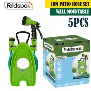 5PCS Garden Mini Hose Reel Set 10m 7-Function Spray Gun Wall Mountable AU NEW
