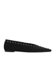 Totême Lace-Up Eyelet Ballerina Flats 36,37,38,39,40 BLACK