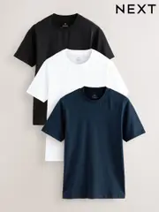 Navy Blue/White/Black Muscle Fit Essential T-Shirts 3 Pack (AM4630) | $51