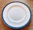 Royal Doulton ATLANTA 10.5" Dinner Plate H5237 Blue Greek Key White Bone China