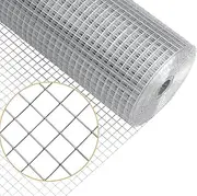 TOMVAES Welded Wire Mesh Fence Roll, 18m Galvanized Silver Chicken Wire Mesh, Poultry & Pet Fencing, Garden Protection