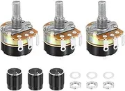uxcell 3 Pack WH138 Potentiometer 20K Ohm Single-Joint Variable Resistors 3 Terminals Linear Taper Rotary with Knob Cap for Audio Volume Control
