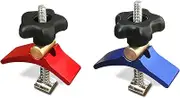 FoxAlien 2pcs T-track Hold Down Clamps Aluminum Alloy for Woodworking Compatible with T-slot Worktable Masuter Pro, WM3020, XE-PRO and Vasto CNC Router Machines (Red and Blue)