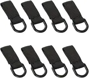 8PCS Tactical D Ring Clips with Hooks and Rings Backpack Accessories Water Bottle Key Holder for Military D Ring Adapter Nylon Strap Backpack Webbing Attachment Brown/Black