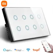 Wifi Smart Touch Light Wall Switch Interruptor Glass Panel 8 Gang Tuya