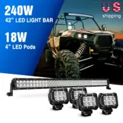 Nilight 4PCS 18W LED Work Light Bar 1 PC 42 inch 240W Combo Offroad Driving Lamp