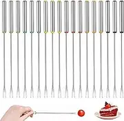 Fondue Forks 9.5 Inch Stainless Steel Fondue Sticks with Handle Cheese 18PCS Colorful Cheese Set for Chocolate Fountain Barbecue Set, Chocolate-