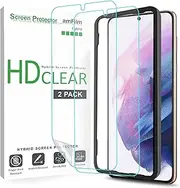 [amFilm] (2 Pack) Screen Protector for Samsung Galaxy S21 Plus (6.7 Inch), Case Friendly (Easy Install) Hybrid Film Compatible with Fingerprint Sensor (2021)