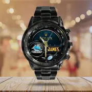 Personalized Cronulla-Sutherland Sharks Black Stainless Steel Watch 444