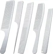 Boao 5 Pieces Metal Hair Combs Set for Woman Man Silver Stainless Steel Rat Tail Dandruff Combs Teasing Pintail Barber Hair Styling Grooming Detangler Stylist