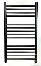 Greened House Siena 400w x 720h Black Electric Heated Towel Rail with Built In Timer Energy Efficient