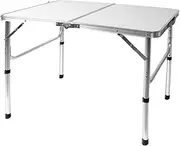 Leona Co Folding Camp Table Small, 90cmL x 60cmW with Adjustable Height Legs, Indoor Outdoor Lightweight Portable Aluminum Dining Table for Picnic Camping