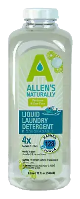 ALLENS NATURALLY DIAPER WASHING LIQUID LAUNDRY DETERGENT 1 QRT DISPENSING PUMP