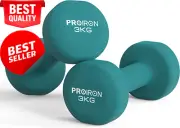 Neoprene Dumbbells, Anti-Slip Grip, Hand Weights for Home Gym, 3 kg Size