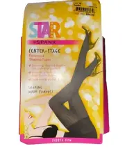 Spanx Star Power Patterned Shaping Tights Size C (140-180#) Black Ribbed Row