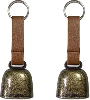 ZGWANSUI Small Cow Bell for Dog Collar with Leather Strap, Bear Warning Bell, Loud Cowbell, Anti-Lost Grazing Copper Training Bells, Pet Tracker Noise Maker for Puppies Cat Horse Sheep Goat