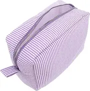 [WRITWAA] Travel Toiletry Bag Striped Pattern Large Cosmetic Organizer Pouch Women's Make up Bag