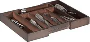 Relaxdays Cutlery Drawer Tray, Extendable, Variable Width, 5-7 Compartments, Bamboo Organiser, HWD: 5.5x48.5x37cm, Dark Brown