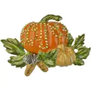 KIRKS FOLLY AUTUMN FEST PUMPKIN PIN PENDANT IN SILVER TONE