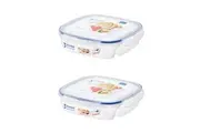 2x Locknlock 750ml Airtight Classic Special 3-Section Lunch Food Container Clear