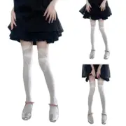 Womens Lace Top Floral Fishnet Stockings Long Tube Mesh Over Knee Socks