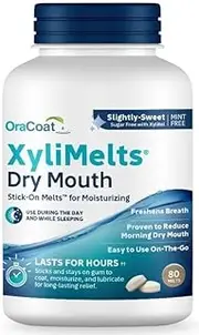 OraCoat XyliMelts Dry Mouth Relief Oral Adhering Discs Slightly Sweet with Xylitol, for Dry Mouth 80 count (1 Pack, 80, count)