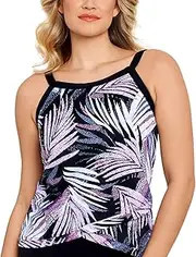 [Swim Solutions] Women's Swimwear Black Size 10 Leaf Printed Tankini Black Women's