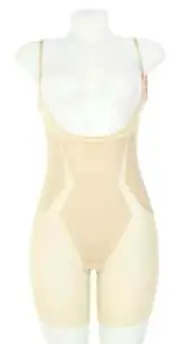 SPANX E2628 Haute Contour Open-Bust Mid-Thigh Beige Bodysuit Size M