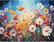 UNIQUORS Paint by Numbers Adults, Oil Painting Hand-Painted Flowers, Painting Abstract Colourful, Paint by Numbers, DIY Oil Painting Canvas for Home Decoration, 50 x 40 cm (Without Frame)