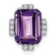 Avariah 14k White Gold Octagon Amethyst and Diamond Chain Slide - 11.6mm