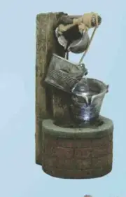COURTYARD WELL BUCKET WATER FEATURE FOUNTAIN INDOOR OUTDOOR BENCH TOP HOME DECOR