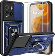 [CONAPIKA] Case for Motorola Edge 50 Neo, Heavy Duty 360 Full Body Protective Cover [Rotating Magnetic Car Bracket][Camera Protection Sliding Cover] Hybrid Soft TPU+Hard PC Case with 2 Tempered Glass