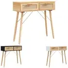 Solid Wood Pine Console Table Rattan Entryway Side Table Multi Colours vidaXL