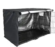 Wire Dog Crate Cover - Double Door Wire Kennel Privacy Cover,42 Inches Heavy Duty Oxford Fabric Windproof Kennel Protector for Medium Dog Breeds