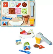 Melissa & Doug Ice Cream Wooden Magnetic Puzzle Play Set, 16 Magnet Pieces with
