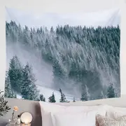 Winter Snowy Mountain Forest Tapestry