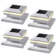Solar Post Lights 4 Pack Outdoor LED Cap Light Warm White Fits 4x4 5x5 6x6