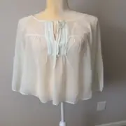 Sperry Top-Sider Women’s White Chiffon Sheer Peasant Top Size Medium M NWT