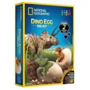 Brand New- National Geographic Dino Egg Dig Kit- Excavate 2 Dinosaur Eggs