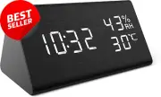 Digital Alarm Clock LED Display Mirror Surface Snooze Dual USB Home Bedroom