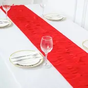 12"x108" RED Taffeta TABLE RUNNER 3D Leaves Petals Design Party Events
