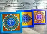Set seven chakras wall hanging Hand painted Mandala Om Yoga Meditation decor
