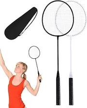 Professional Badminton Racket - Lightweight Alloy Net Rackets Set with Carry Bag | Muscle Power Game for Family Play Garden Beach 65 x 20 x 1 cm