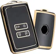 HIBEYO for Renault Kadjar Koleos Clio Scenic Megane Duster Sandero Captur Twingo 4 Button Smart Remote Auto Key Shell Key Fob Cover for Renault Accessories Key Shell Cover Protector-Black