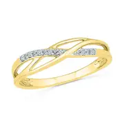 Diamond Set Weave Stackable Ring in 9kt Yellow Gold