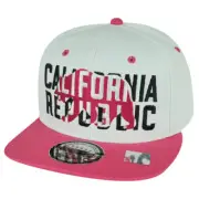 California Republic Cali White Women Pink Two Tone Snapback Flat Bill Hat Cap