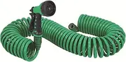 Coil Water Hose - Expandable Design with Trigger Spray Head | Lightweight recoil pipe includes the adjustment kit for outdoor garden cleaning decks outdoors that can be used outdoors